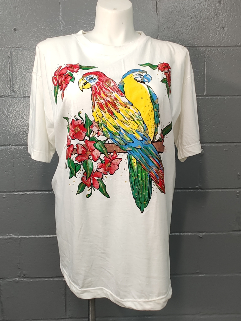 Match Ups By Natco Vintage 90's Parrot T-shirt With Matching Earrings
